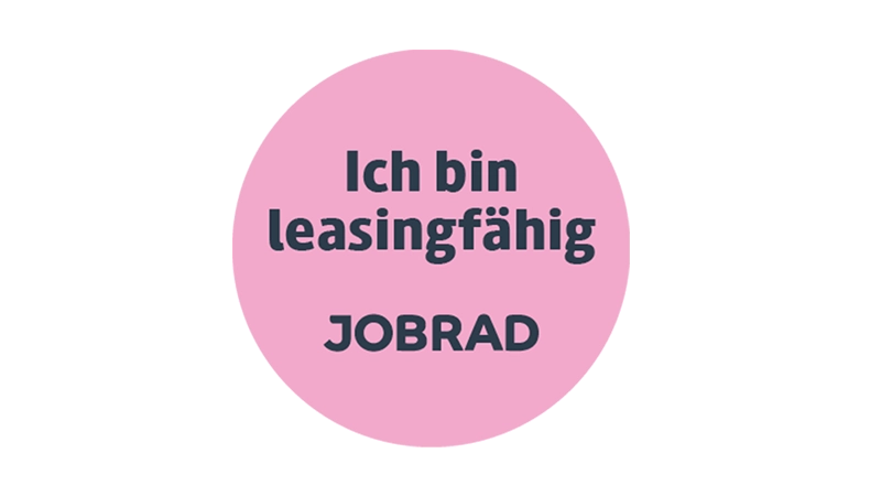 rosa Badge mit Aufschrift "Ich bin leasingfähig" JobRad